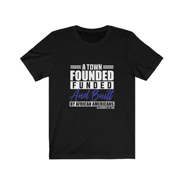 Black Founded/ Blue Built -Unisex Jersey Short Sleeve Tee